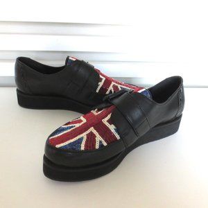 NEW PAZ BRITISH FLAG LEATHER/SEQUIN PLATFORM SHOES
